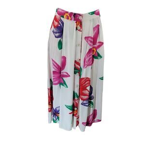 Claus White Hibiscus Floral Vacation Cruise Hawiian Vintage Skirt 10